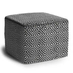 Laurene Pouf tissé carré en polyester PET gris/blanc - WyndenHall