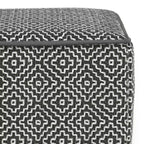 Laurene Pouf tissé carré en polyester PET gris/blanc - WyndenHall