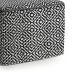 Laurene Pouf tissé carré en polyester PET gris/blanc - WyndenHall