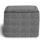 Laurene Pouf tissé carré en polyester PET gris/blanc - WyndenHall