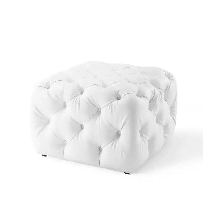 Amour Pouf carré capitonné en similicuir blanc – Modway : luxueux cuir végétalien, aucun assemblage requis