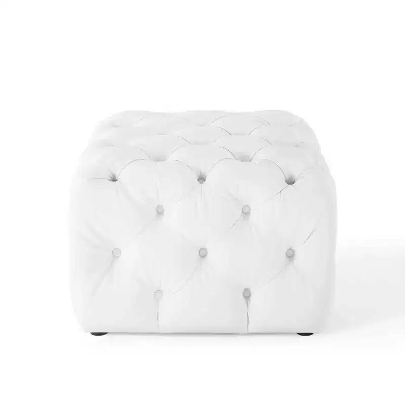 Amour Pouf carré capitonné en similicuir blanc – Modway : luxueux cuir végétalien, aucun assemblage requis