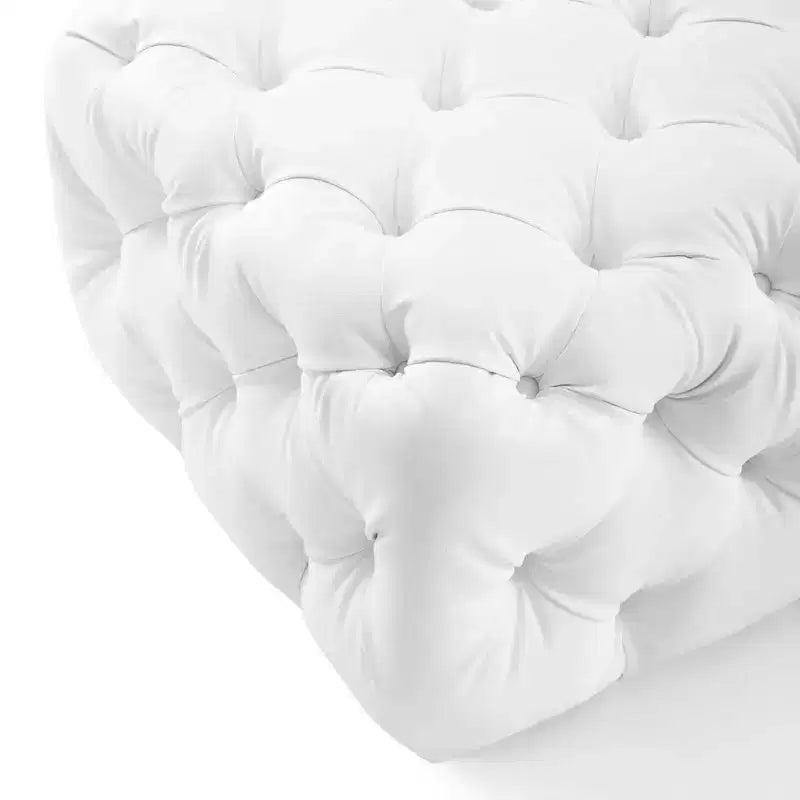 Amour Pouf carré capitonné en similicuir blanc – Modway : luxueux cuir végétalien, aucun assemblage requis