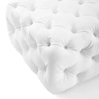 Amour Pouf carré capitonné en similicuir blanc – Modway : luxueux cuir végétalien, aucun assemblage requis