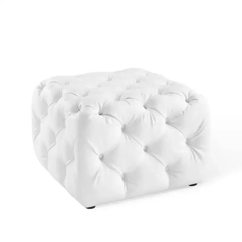 Amour Pouf carré capitonné en similicuir blanc – Modway : luxueux cuir végétalien, aucun assemblage requis
