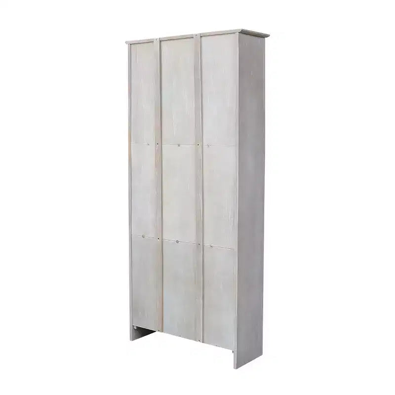 Bibliothèque International Concepts 72 po. Shaker avec deux portes inférieures Gris délavé : Parawood massif, design de style Mid-Century, étagères réglables