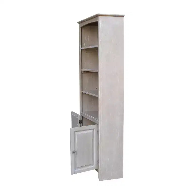 Bibliothèque International Concepts 72 po. Shaker avec deux portes inférieures Gris délavé : Parawood massif, design de style Mid-Century, étagères réglables