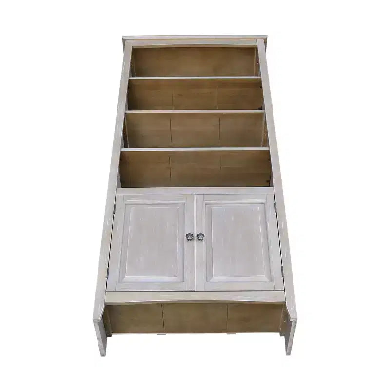 Bibliothèque International Concepts 72 po. Shaker avec deux portes inférieures Gris délavé : Parawood massif, design de style Mid-Century, étagères réglables