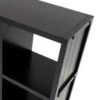 Étagère Timothy Winsome de 101,6 cm à 3x3 cases noires : Bibliothèque moderne du milieu du siècle, tablettes fixes, bois composite