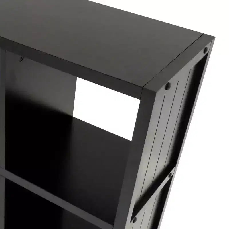 Étagère Timothy Winsome de 101,6 cm à 3x3 cases noires : Bibliothèque moderne du milieu du siècle, tablettes fixes, bois composite