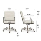 Chaise de bureau moderne Finch Franklin crème/blanc : Rembourrée, pivotante, hauteur réglable, structure en bois et métal