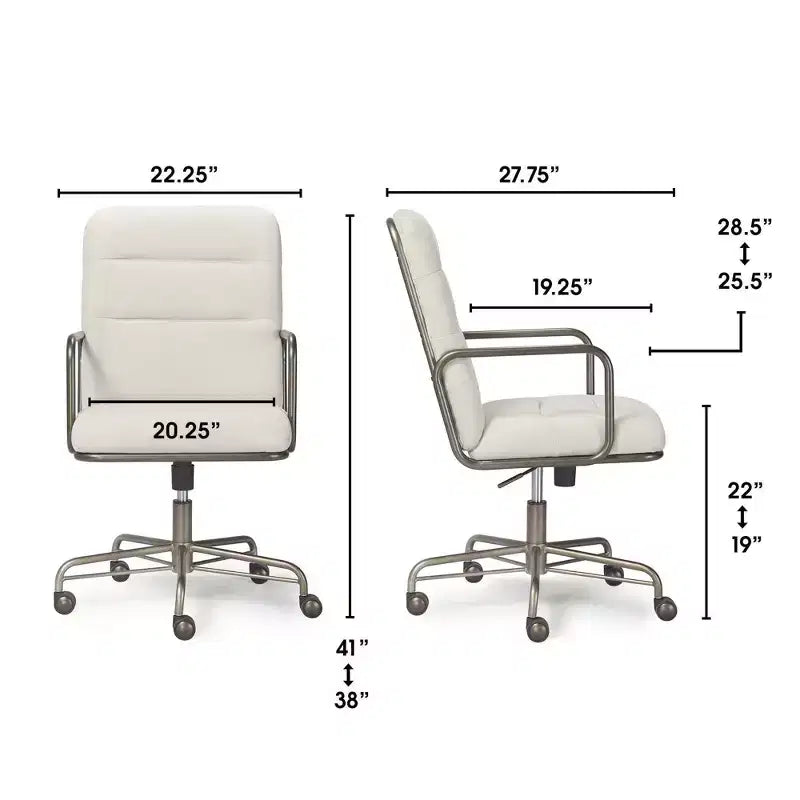 Chaise de bureau moderne Finch Franklin crème/blanc : Rembourrée, pivotante, hauteur réglable, structure en bois et métal