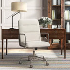 Chaise de bureau moderne Finch Franklin crème/blanc : Rembourrée, pivotante, hauteur réglable, structure en bois et métal