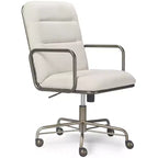 Chaise de bureau moderne Finch Franklin crème/blanc : Rembourrée, pivotante, hauteur réglable, structure en bois et métal