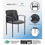 Chaise visiteur noire – Boss Office Products : siège de bureau rembourré moderne avec soutien lombaire et accoudoirs fixes