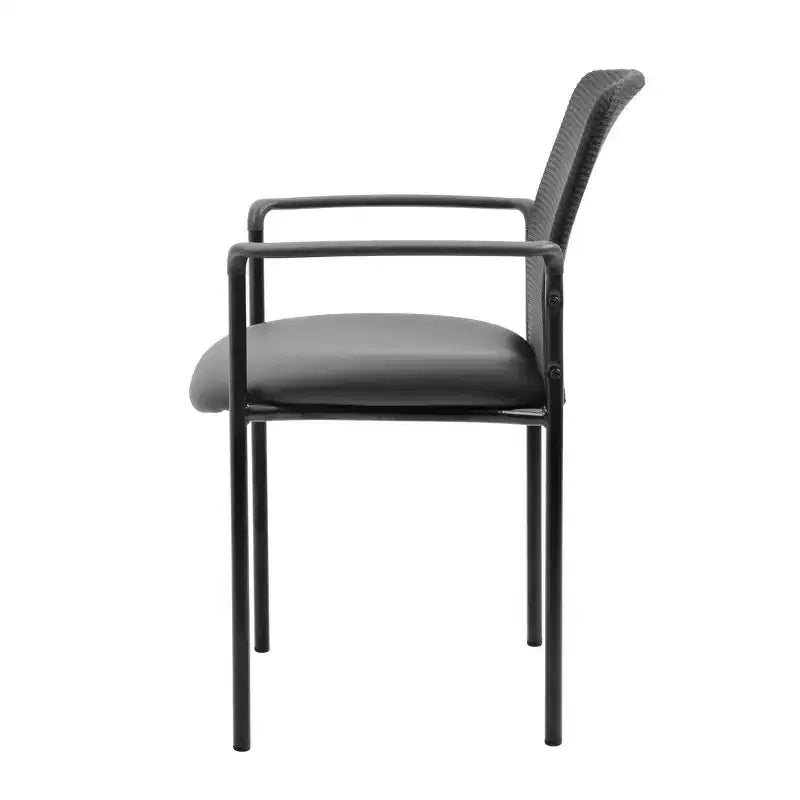 Chaise visiteur noire – Boss Office Products : siège de bureau rembourré moderne avec soutien lombaire et accoudoirs fixes