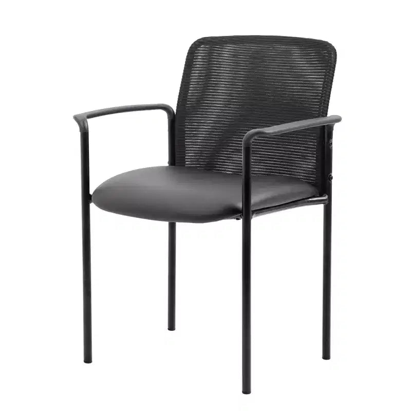 Chaise visiteur noire – Boss Office Products : siège de bureau rembourré moderne avec soutien lombaire et accoudoirs fixes