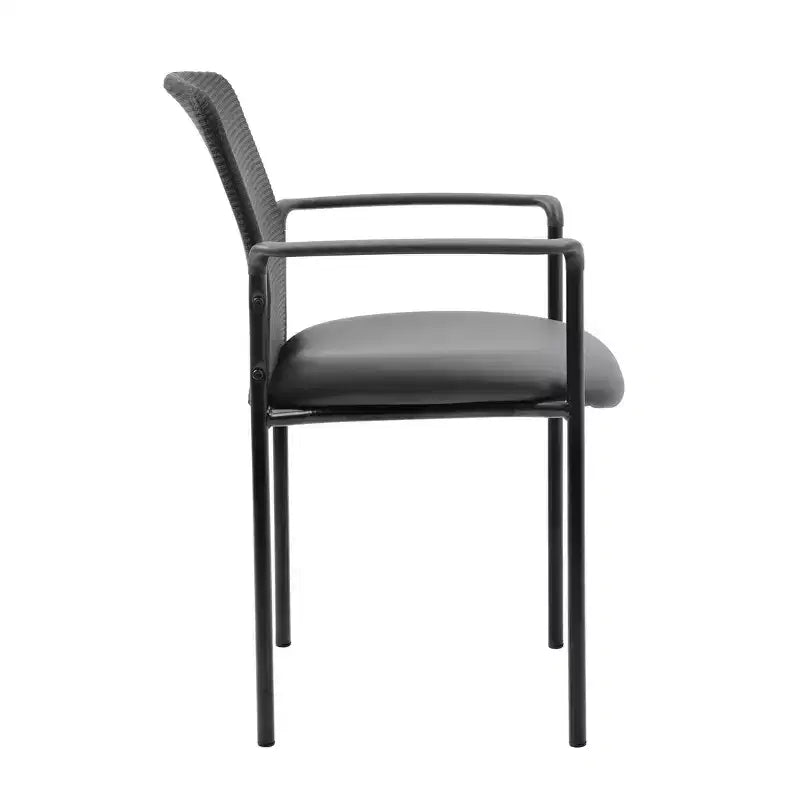 Chaise visiteur noire – Boss Office Products : siège de bureau rembourré moderne avec soutien lombaire et accoudoirs fixes