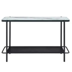 Table de salon contemporaine Avalan avec plateau en verre et revêtement noir/blanc - miBasics