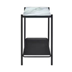 Table de salon contemporaine Avalan avec plateau en verre et revêtement noir/blanc - miBasics