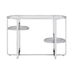 Table console Calloun Glam à 2 étagères chromée - HOMES: Inside + Out: Ovale, Verre trempé, Cadre métallique