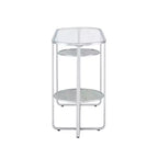 Table console Calloun Glam à 2 étagères chromée - HOMES: Inside + Out: Ovale, Verre trempé, Cadre métallique