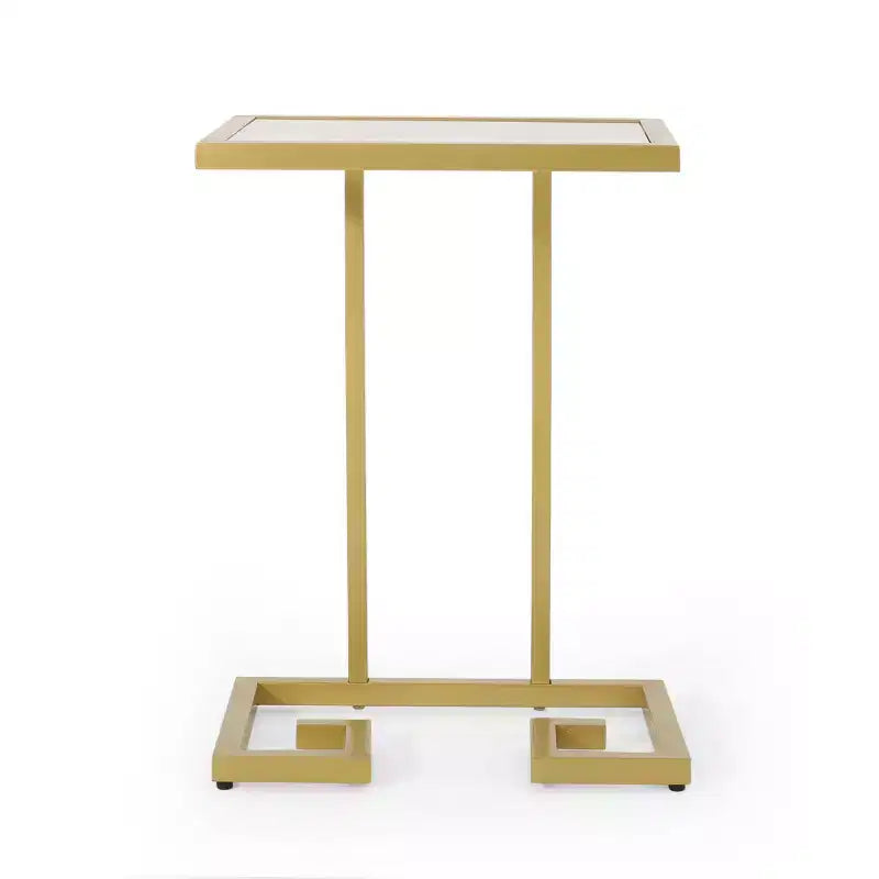 Hickson Modern Glam C Shaped End Table Gold - Christopher Knight Home: Sleek Side Table, Tempered Glass Top, Iron Frame