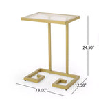 Table d'appoint en forme de C Hickson Modern Glam Dorée - Christopher Knight Home : Table d'appoint élégante, plateau en verre trempé, cadre en fer