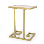 Table d'appoint en forme de C Hickson Modern Glam Dorée - Christopher Knight Home : Table d'appoint élégante, plateau en verre trempé, cadre en fer