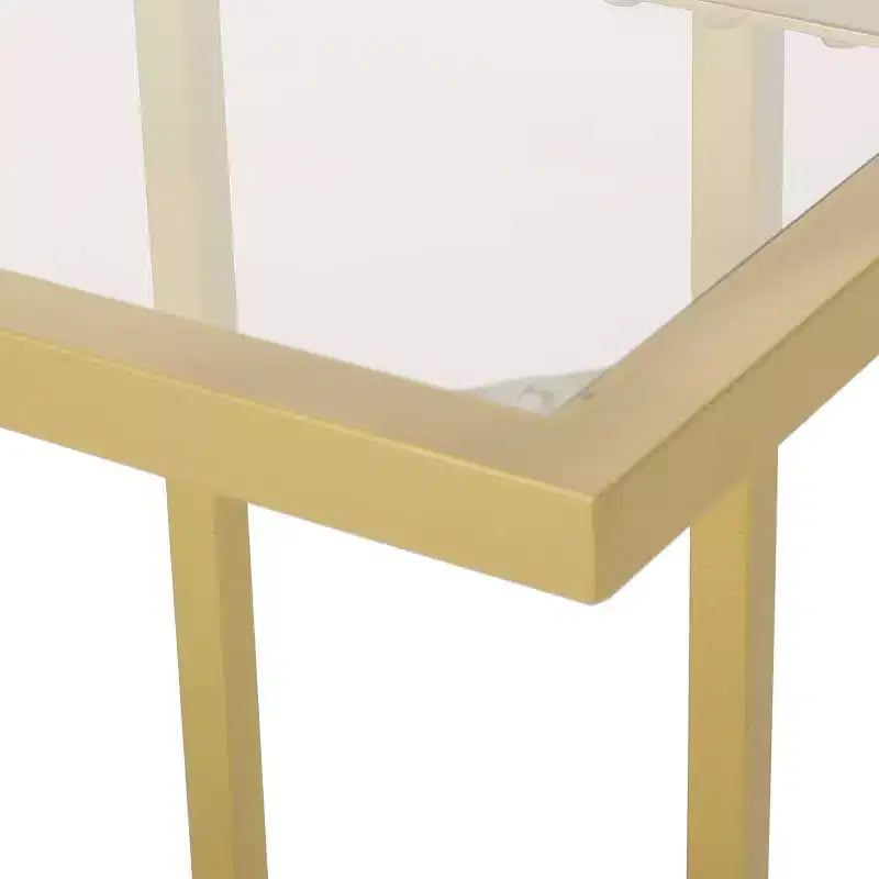 Table d'appoint en forme de C Hickson Modern Glam Dorée - Christopher Knight Home : Table d'appoint élégante, plateau en verre trempé, cadre en fer