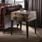 Table d'appoint Kolin 20" chêne rustique/gris mat - Acme Furniture : vitrine, verre biseauté, aucun assemblage requis