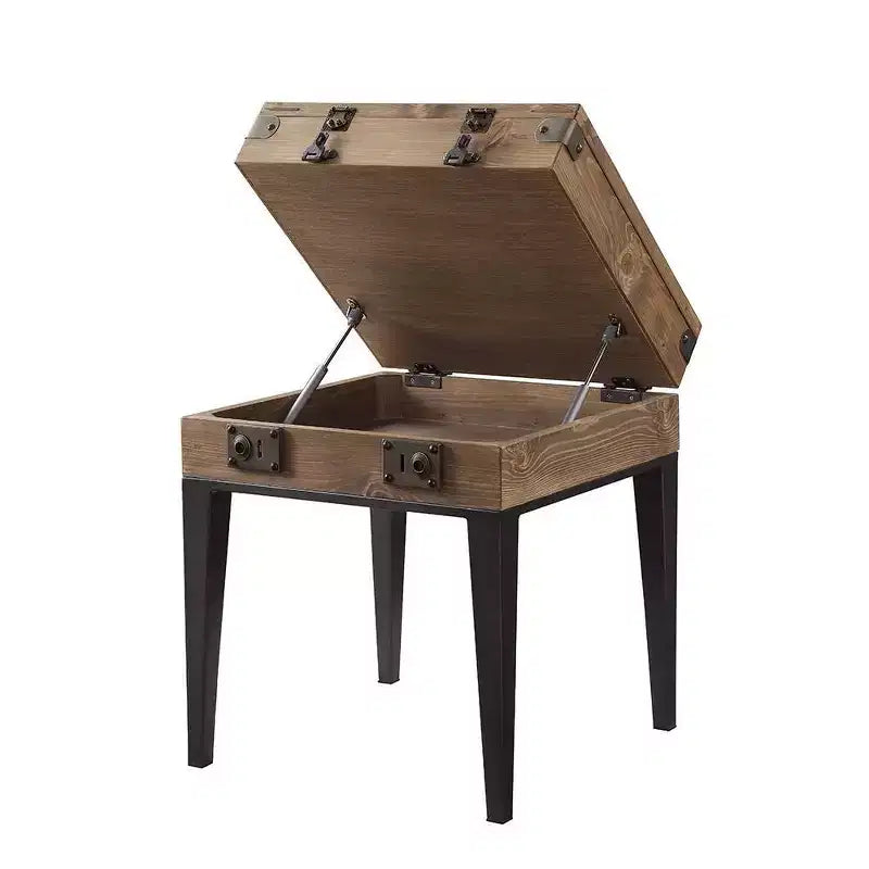 Table d'appoint Kolin 20" chêne rustique/gris mat - Acme Furniture : vitrine, verre biseauté, aucun assemblage requis