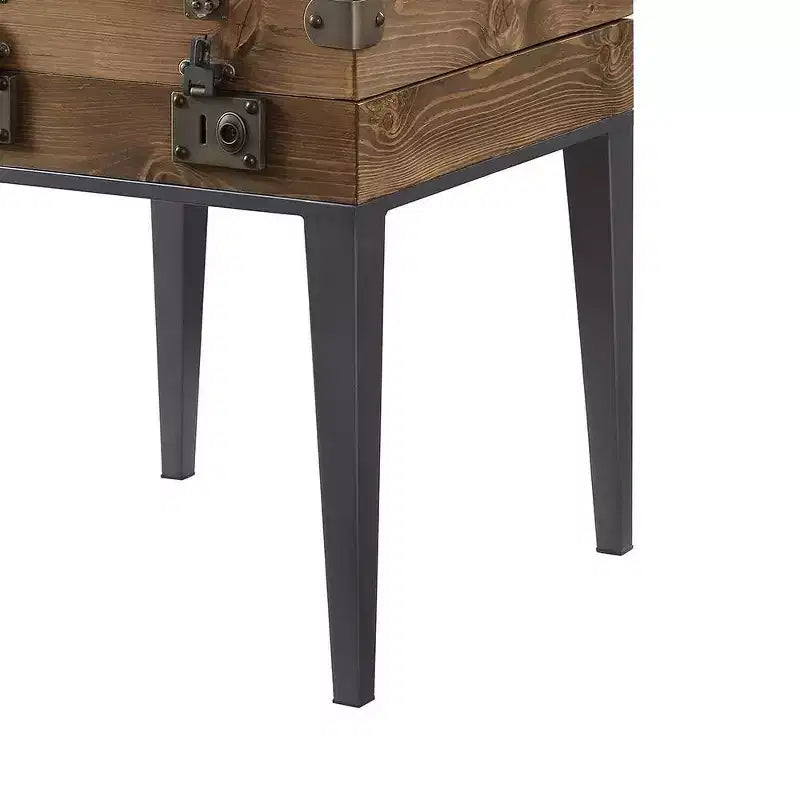 Table d'appoint Kolin 20" chêne rustique/gris mat - Acme Furniture : vitrine, verre biseauté, aucun assemblage requis