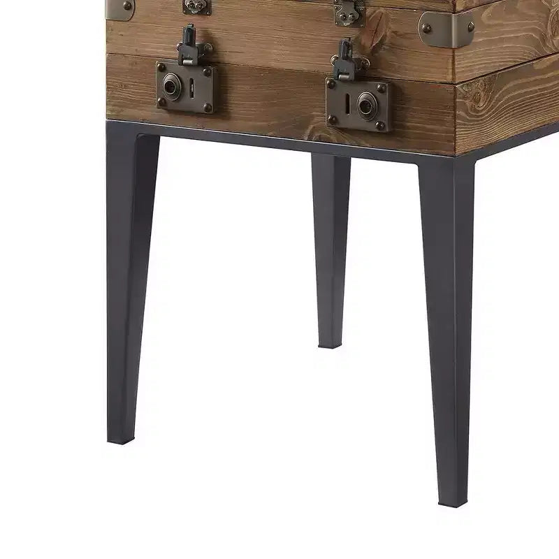 Table d'appoint Kolin 20" chêne rustique/gris mat - Acme Furniture : vitrine, verre biseauté, aucun assemblage requis