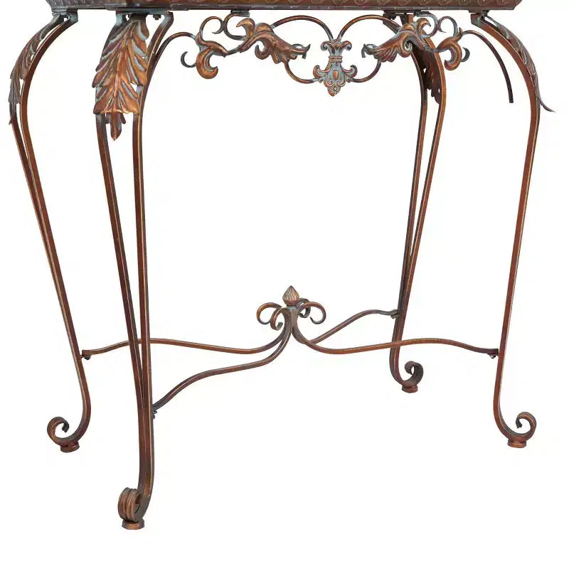 Ensemble de 2 Consoles en Fer Traditionnelles avec Miroir Bronze - Olivia & May : Mobilier d'Entrée Élégant, Fixation Murale
