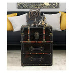 Table d'appoint en bois et similicuir marron expresso - Olivia & May : aucun assemblage requis, 2 tiroirs, utilisation intérieure