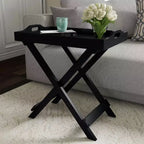 Table d'appoint avec plateau amovible Noir - Lavish Home : Pliable, Portable, Capacité de 10 kg, Style Moderne