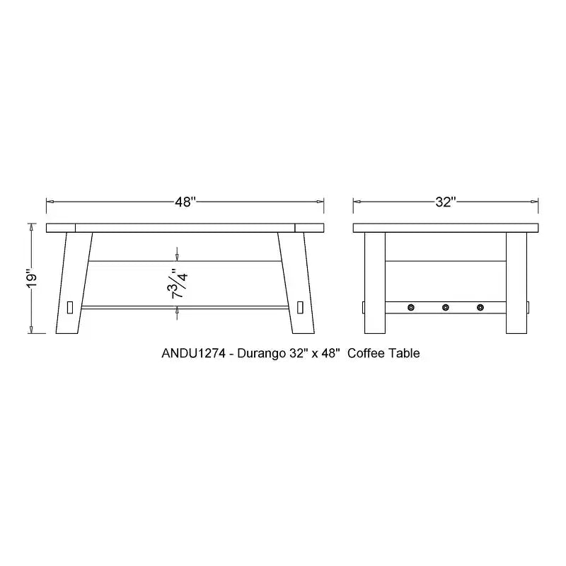 Table basse industrielle Durango en bois brun foncé Alaterre Furniture : Acacia rustique et acier, étagère fixe