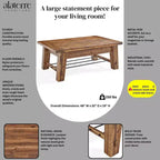 Table basse industrielle Durango en bois brun foncé Alaterre Furniture : Acacia rustique et acier, étagère fixe