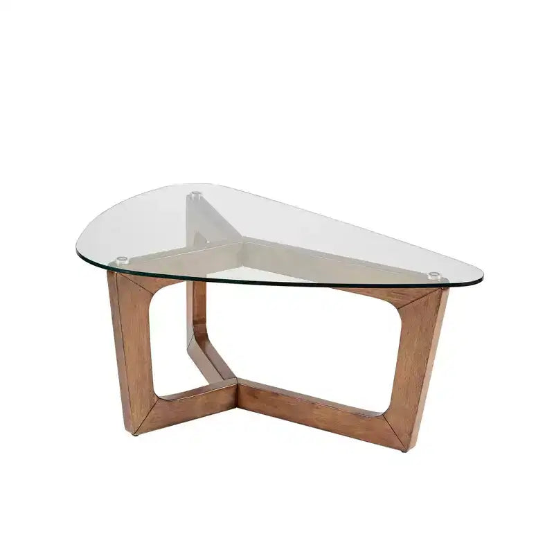 Table basse Walker marron : Ink+Ivy Mid-Century Modern, plateau en verre trempé, pieds en bois, hauteur 43 cm