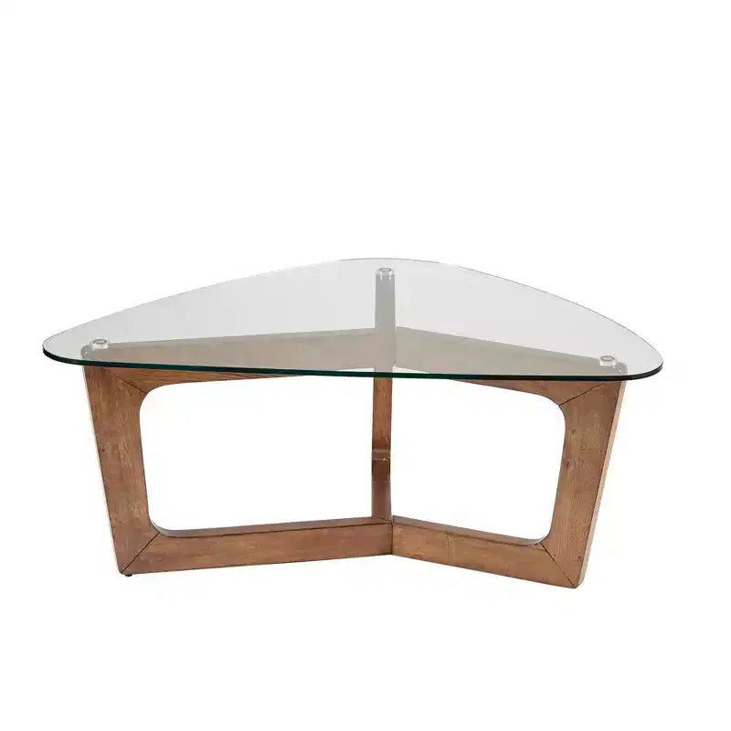 Table basse Walker marron : Ink+Ivy Mid-Century Modern, plateau en verre trempé, pieds en bois, hauteur 43 cm