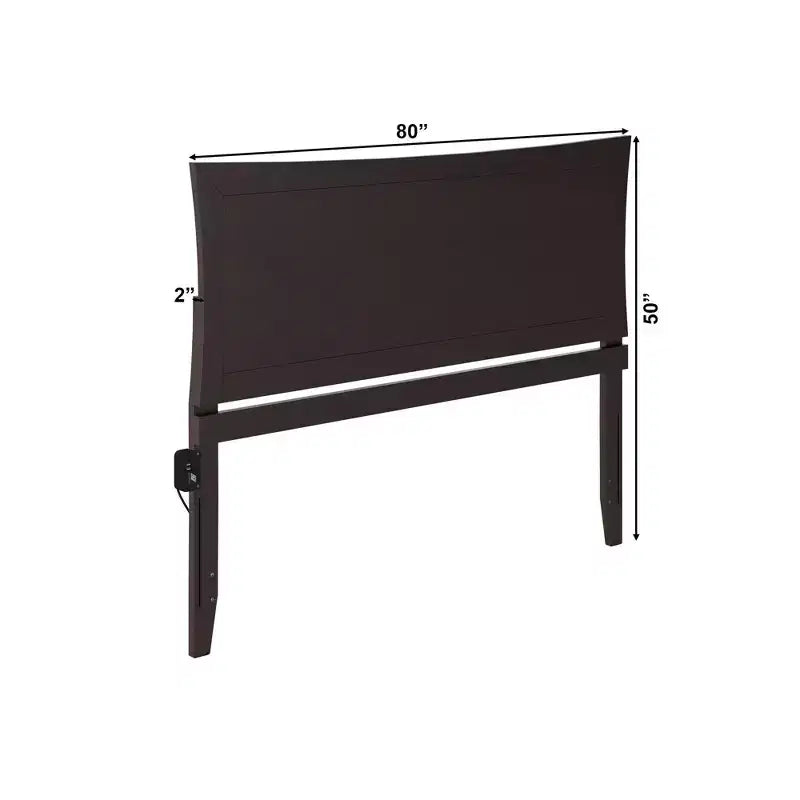 Tête de lit King Metro Espresso - AFI : Bois dur, Chargeur USB, Finition satinée, 80"x50"