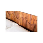 Lit Queen Armand marron - Alder Bay : Style Mid-century, design plateforme, tête de lit en bois, sommier tapissier non requis