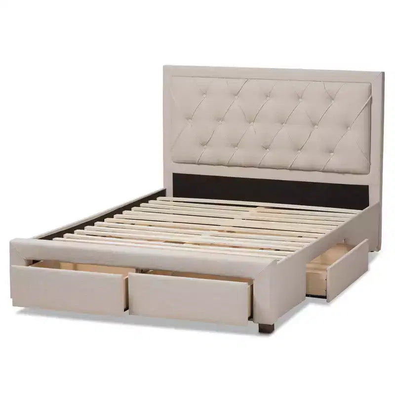 Lit de rangement Baxton Studio Aurelie moderne et contemporain rembourré en tissu