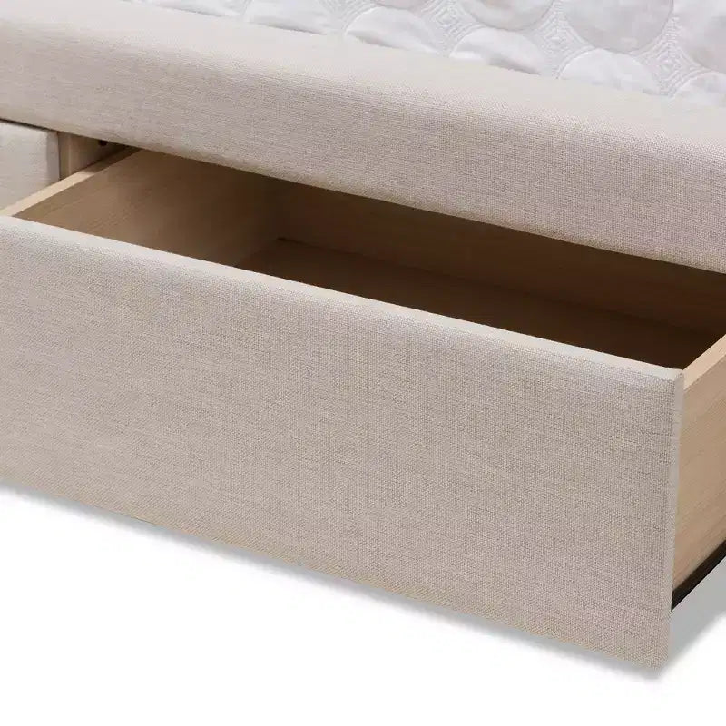Lit de rangement Baxton Studio Aurelie moderne et contemporain rembourré en tissu