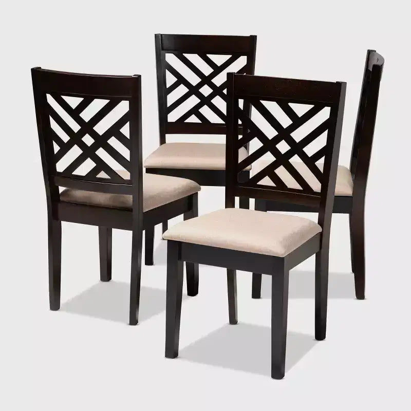 Lot de 4 chaises de salle à manger en bois finition Caron – Baxton Studio