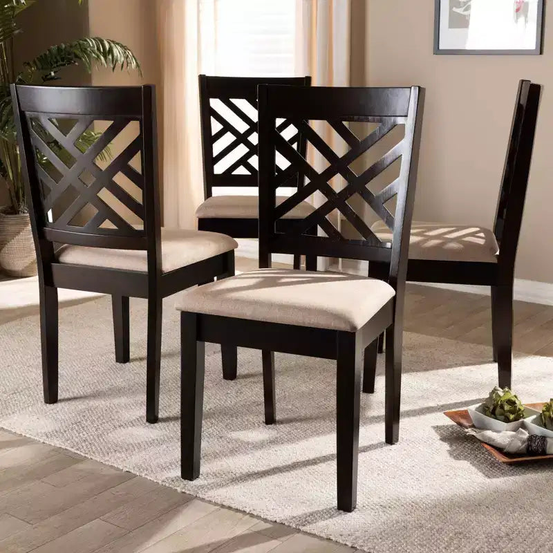 Lot de 4 chaises de salle à manger en bois finition Caron – Baxton Studio