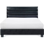 Hudson Leather Upholstered Bed Black - ClickDecor