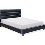 Lit rembourré en cuir Hudson noir - ClickDecor
