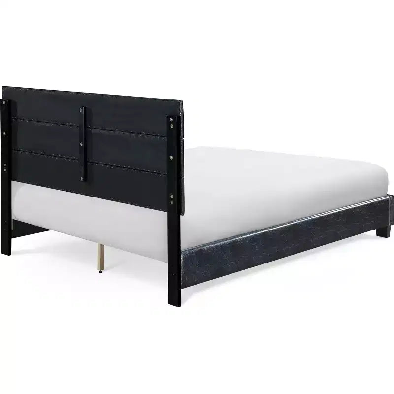 Lit rembourré en cuir Hudson noir - ClickDecor